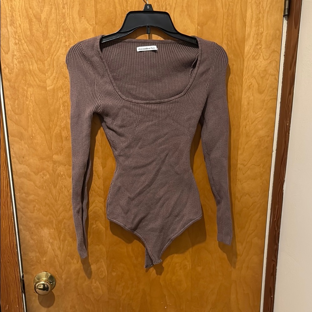 brown Long Sleeve Sweater Bodysuit